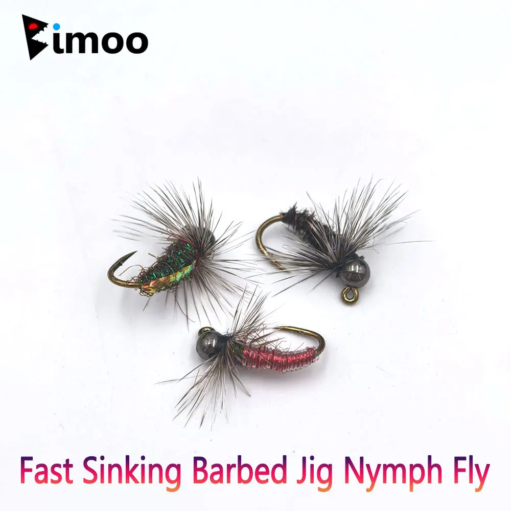 Bimoo 3/6PCS # 10 plantilla de púas Ninfa Fly Grizzly Hackle hundimiento rápido húmedo Euro Perdigon Ninfa mosca trucha Grayling Señuelos de pesca cebos - imagen 4