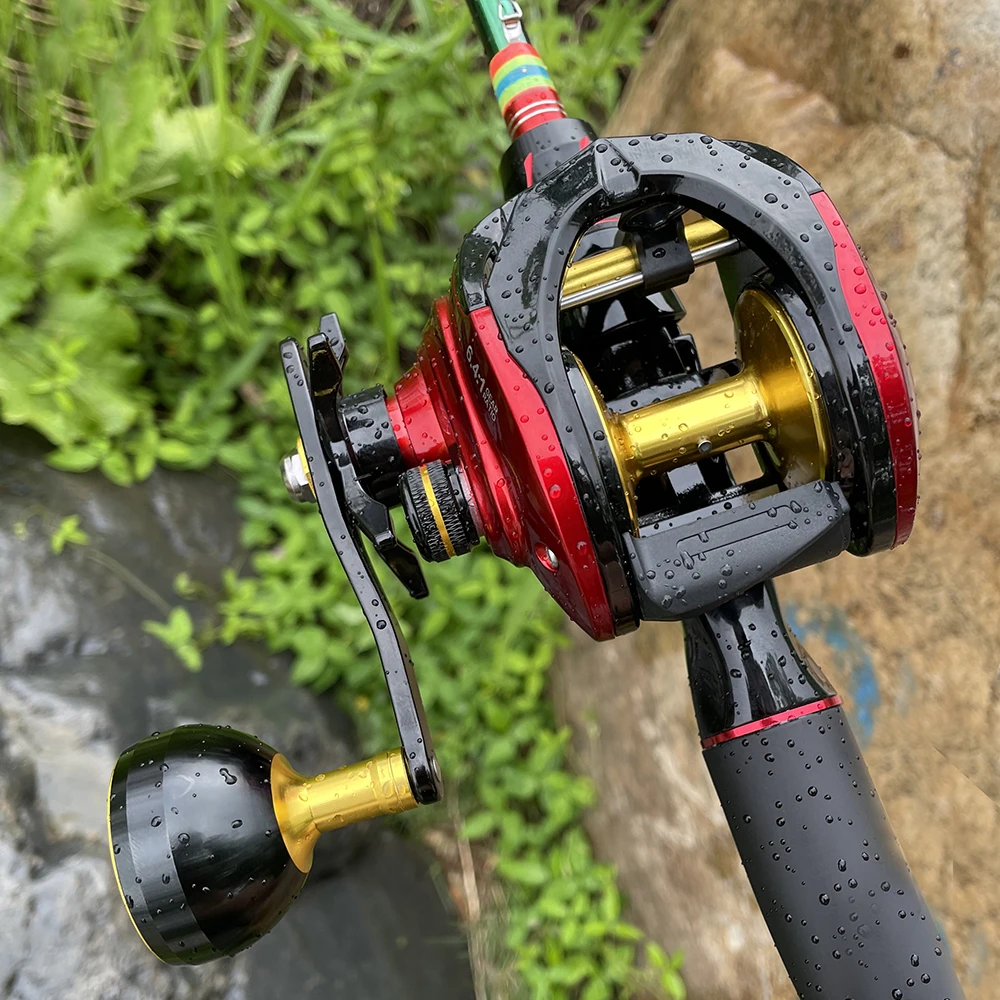 Carrete de Baitcasting de mar para bagre Bass Carp 6,4: 1, cuerpo de carbono largo, 8 + 1BB, 15KG, plantilla de arrastre máximo, bobina de pesca, freno magnético - imagen 3