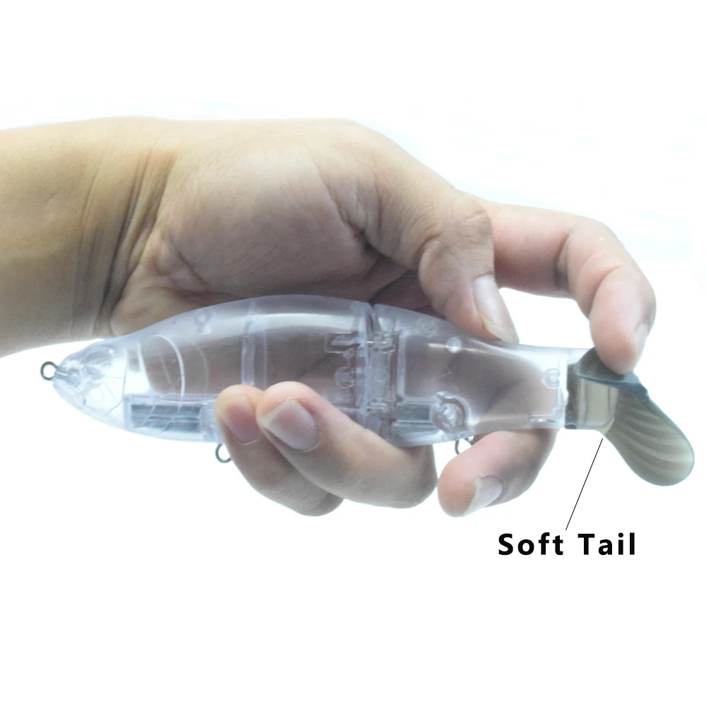 CCLTBA-señuelo magnético de 6,5 pulgadas, cebo de pesca deslizante sin pintar, en blanco, transparente, cola suave, Swimbait, aparejos de pesca - imagen 5