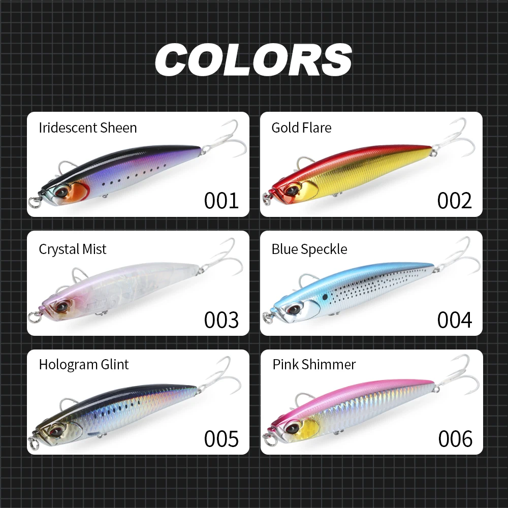 Hunthouse Shore Glide-señuelo de pesca con lápiz que se hunde, 108mm, 27,5g, Stickbait WTD, cebo duro, aparejos de pesca para lubina, cabeza de serpiente LW549 - imagen 5