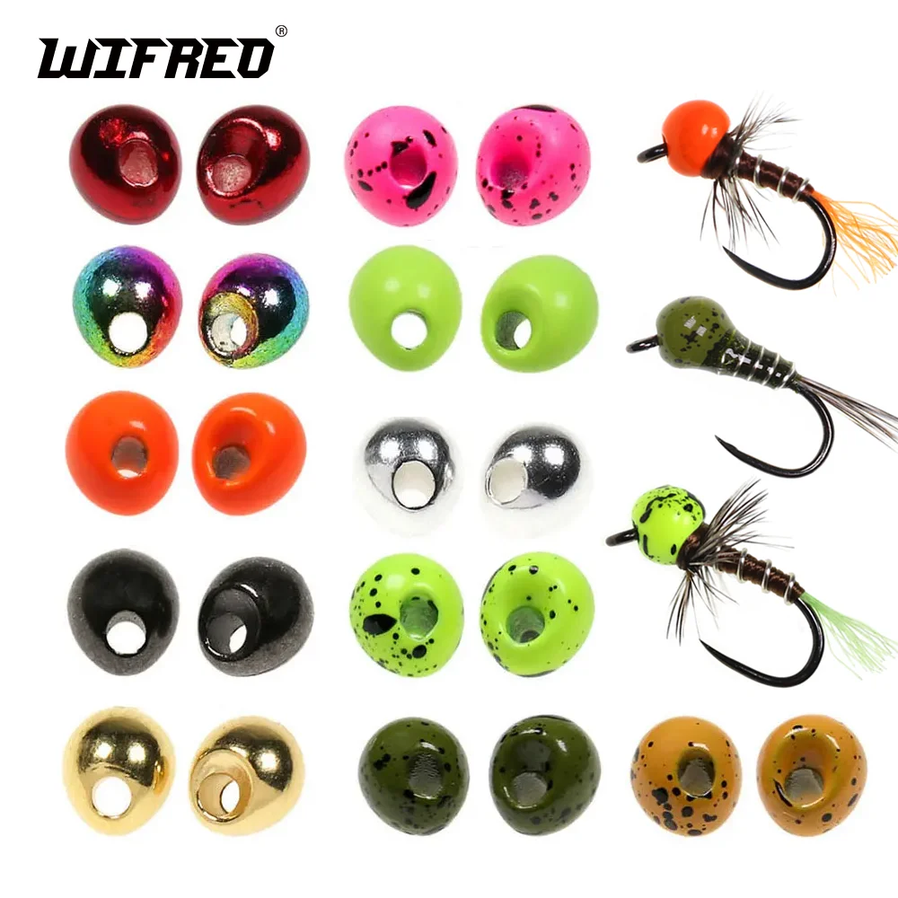 Wifreo 20 piezas 2,8-3,8mm cuentas de tungsteno compensadas Jig off Beads Material de atado de moscas para Jig Ninfa mosca húmeda trucha pesca señuelo cebos - imagen 5