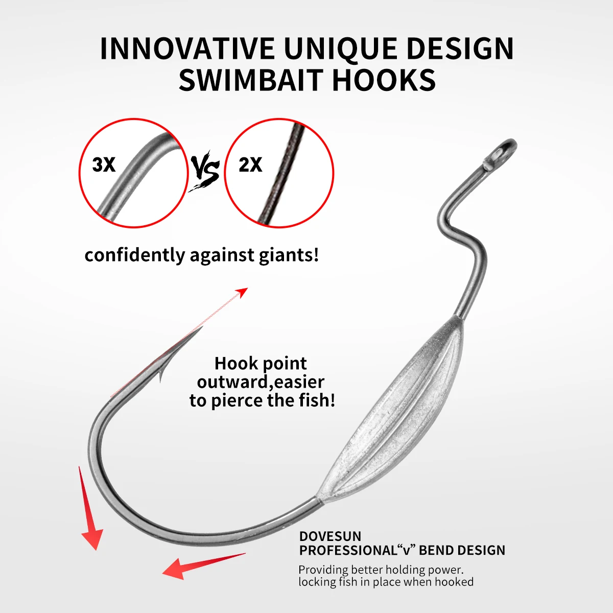 Anzuelos de pesca anzuelos afilados para señuelo suave anzuelo de manivela con plomo anzuelo ultraligero 3X anzuelo fuerte - imagen 4