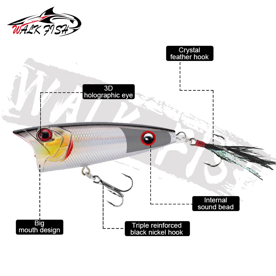 WALK FISH-señuelo de pesca japonés Topwater, cebos duros de alta calidad, 70mm, 11g, Isca Artificial, 1 unidad - imagen 3