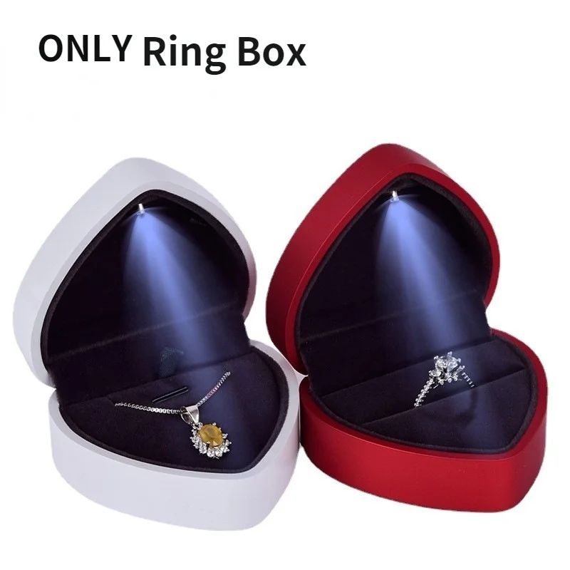 Caja de anillo creativa con forma de corazón, joyero con luz LED, propuesta, caja de anillo de confesión, colgante de pendiente con luz LED, Cajas de Regalo de almacenamiento - imagen 2
