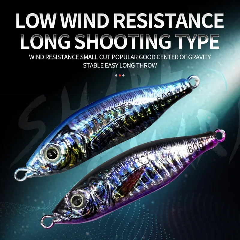 -appâts de Pesca duros con impresión 3D, 40 60 80g, plantilla de Metal de simulación, pesca en agua salada, lanzamiento lento, señuelos de Jigging, aparejos de Pesca - imagen 2