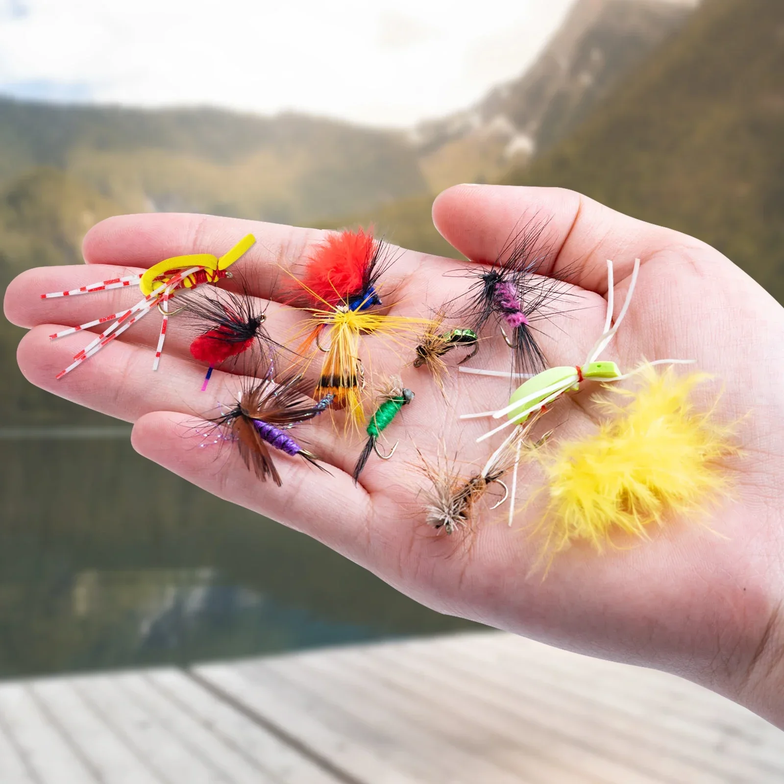 Goture 26 unids/caja trucha lubina ninfa señuelo de pesca con mosca moscas secas/húmedas ninfas Señuelos de pesca en hielo cebo con mosca Artificial con caja