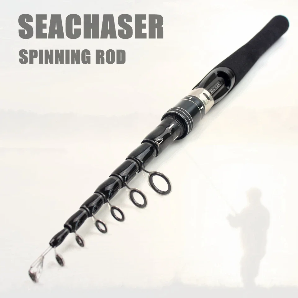 Nueva caña de pescar de fibra de carbono de 2,1 M, 2,4 M, 2,7 M, caña giratoria portátil de bolsillo súper corta, caña de pescar telescópica para carpa, trucha y playa - imagen 5