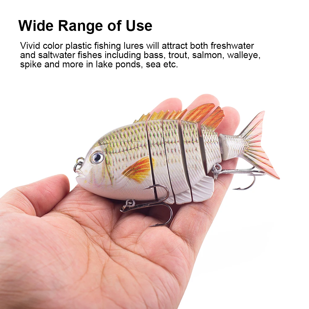 Hanlin-Señuelos de Pesca multiarticulados, cebo Artificial de cuerpo duro Wobbler, Swimbaits de Bluegill, aparejos de lubina que se hunden, 10cm, 37g - imagen 5