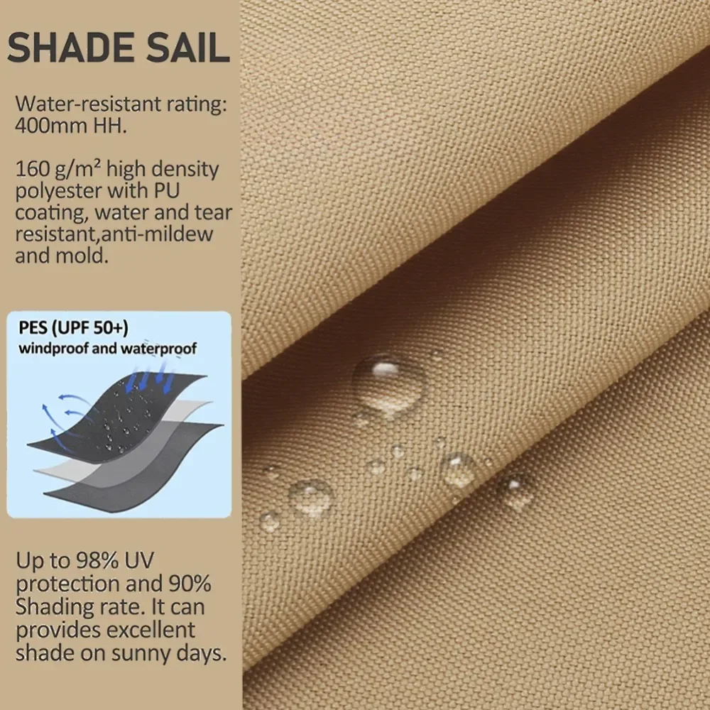 Toldo triangular para sombra de sol, bloque UV, vela parasol, protector solar para Patio exterior, jardín, patio trasero, toldo, protector solar con cuerda gratis - imagen 3