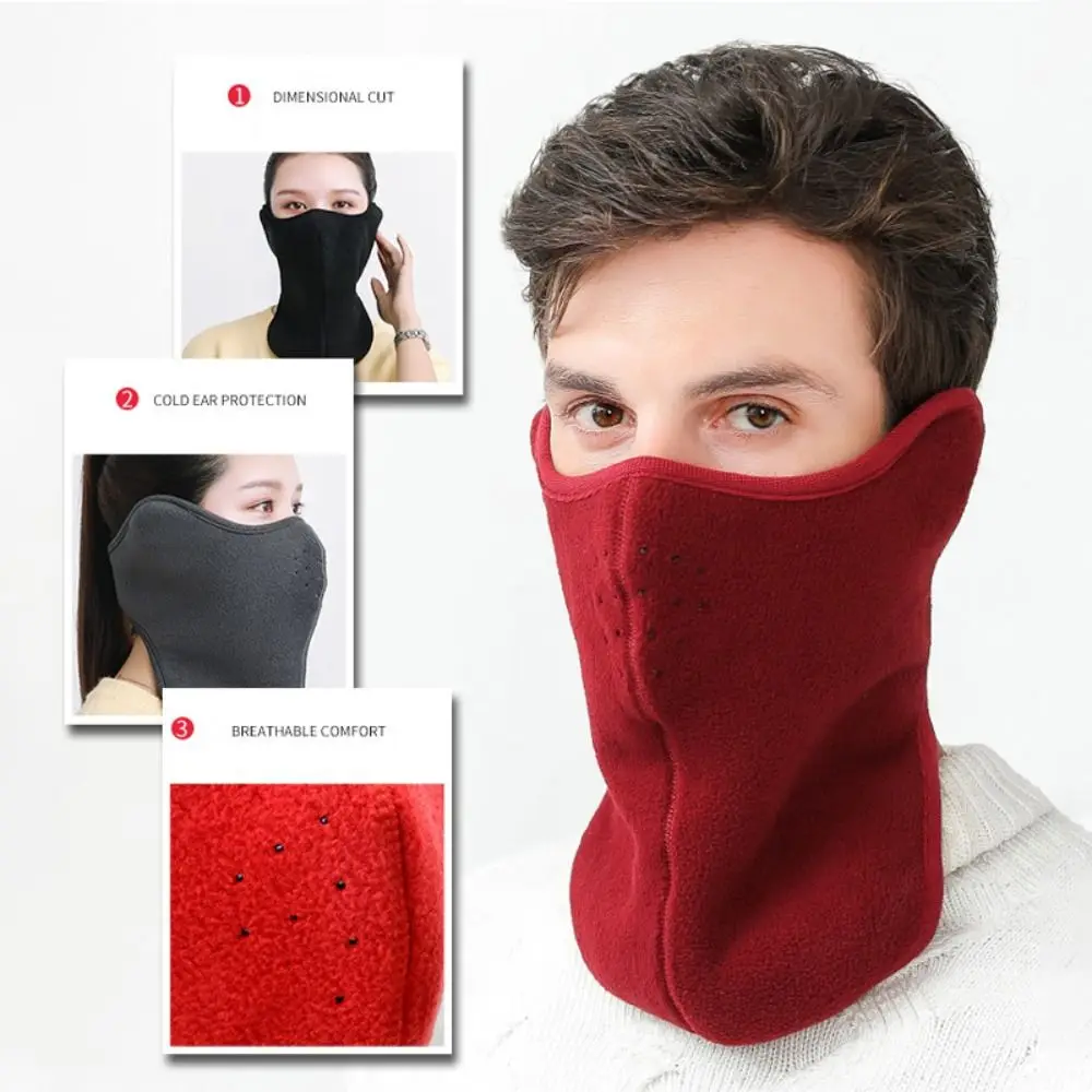 Máscara facial de forro polar a prueba de viento para hombres y mujeres, calentador de cuello, máscara cálida de invierno, esquí, senderismo, ciclismo - imagen 3