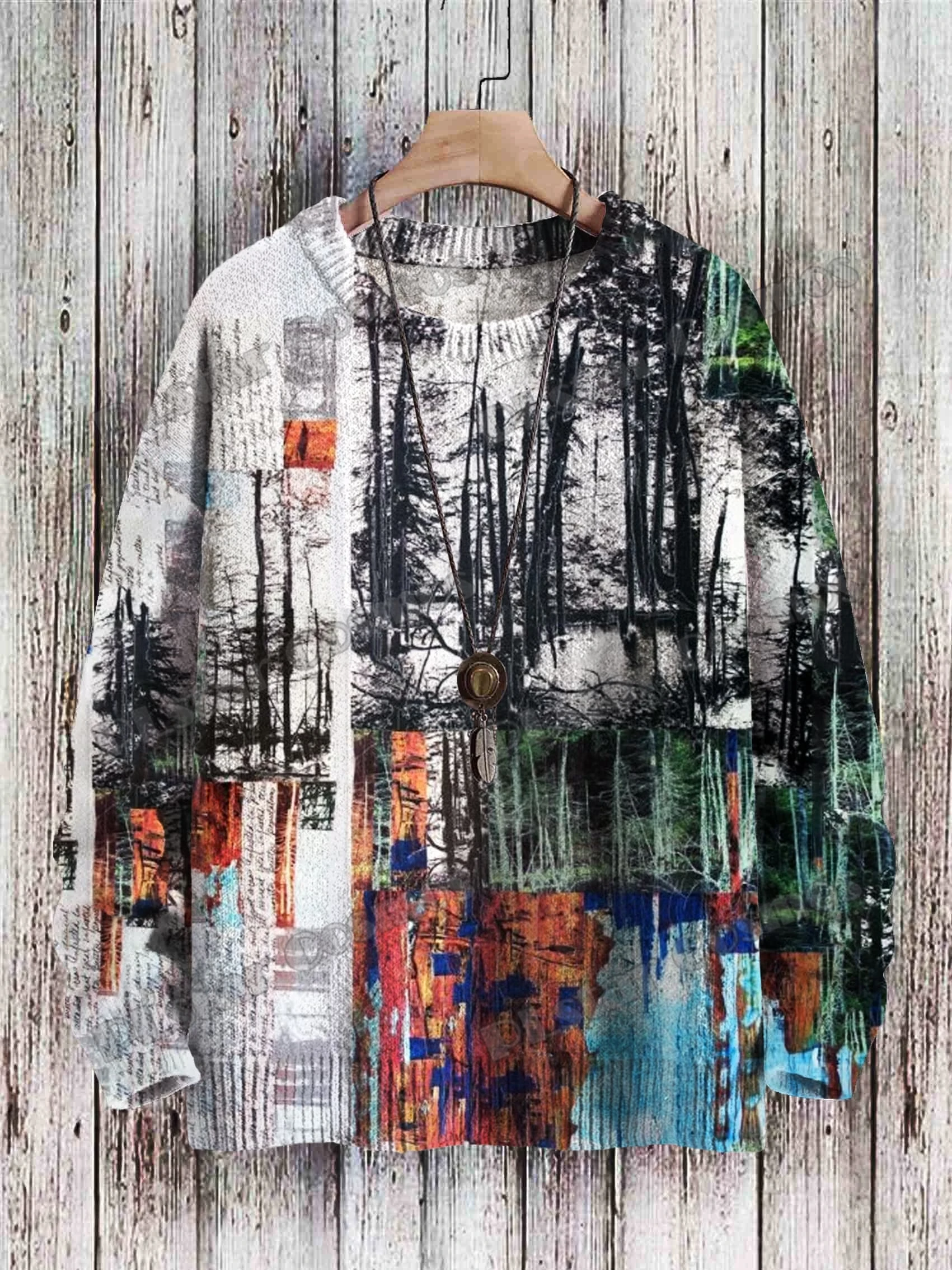 KMY29-suéter de punto informal para hombre y mujer, Jersey Retro con estampado 3D de murciélagos divertidos, cuello redondo, Invierno - imagen 5