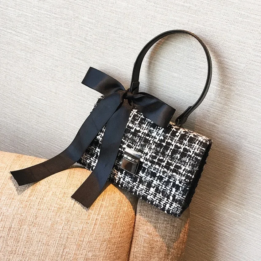 Bolso cuadrado pequeño de mano con lazo para ir al trabajo, bandolera cruzada de un solo hombro a la moda, Retro, a la moda - imagen 4