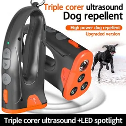 Repelente de perros de liberación 2025, dispositivo ultrasónico de entrenamiento para perros, dispositivo disuasorio de corteza de perro recargable con linterna LED