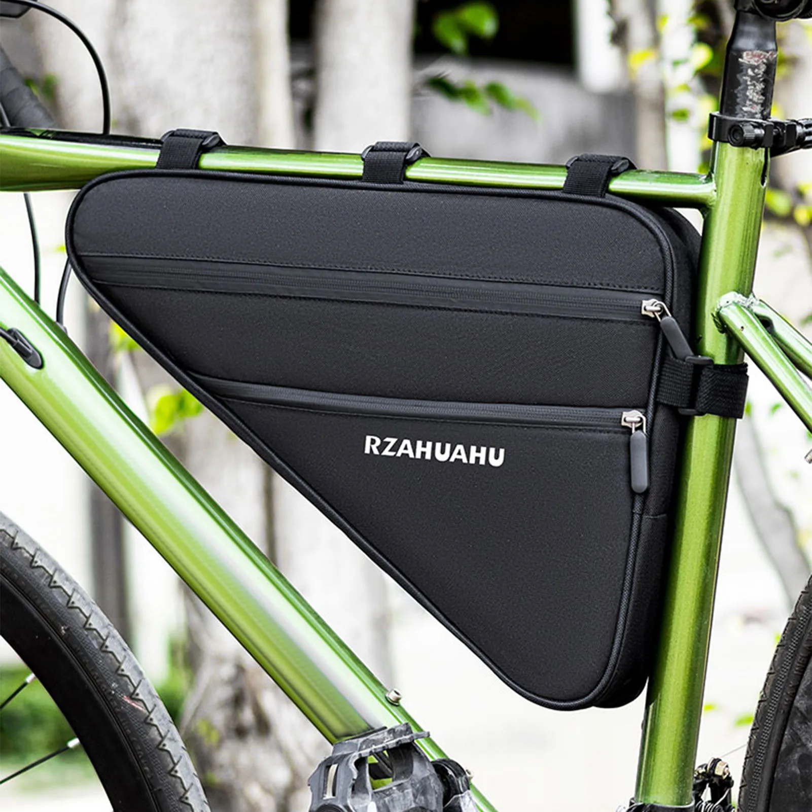 Bolsa para cuadro triangular de bicicleta, paquete de almacenamiento de herramientas de seguridad de conducción nocturna reflectante de 2,3 L, bolsa para bicicleta