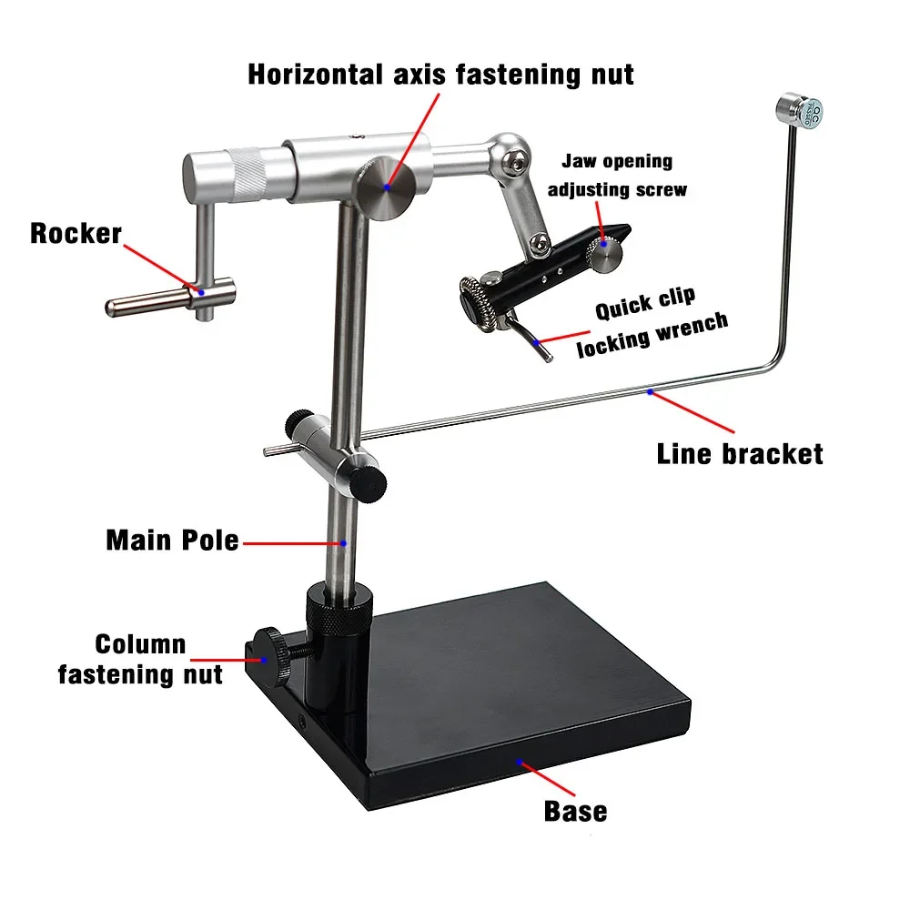MNFT 1 Juego 360 °   Tornillo de banco de atado de moscas con rotación para Streamer, pesca con mosca, señuelos, herramienta para atar moscas - imagen 4