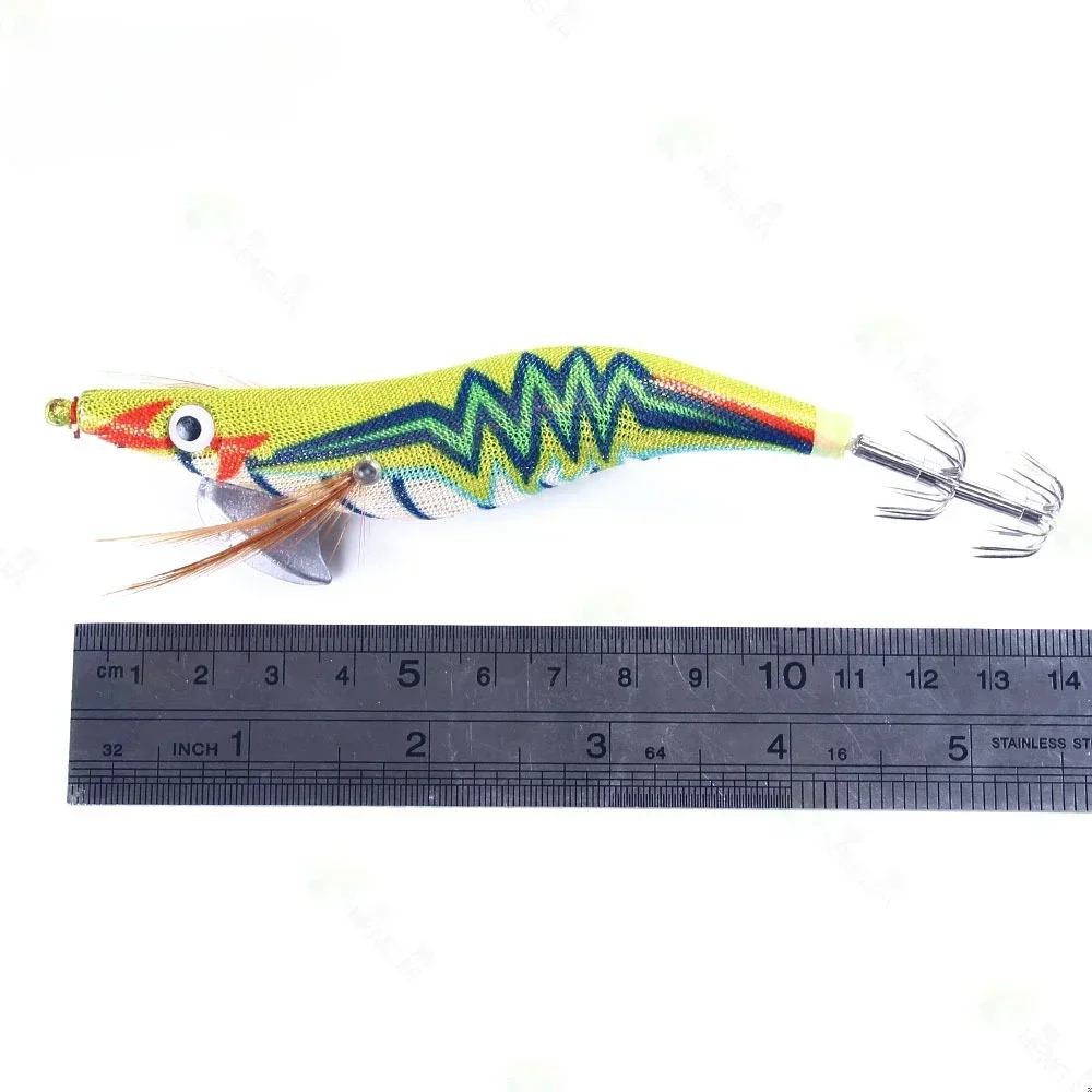 Señuelo de pesca de camarón de madera, anzuelo de calamar Artificial de 20g/14cm, cebo duro, pulpo, sepia, 3,5, luminoso, Egi Pease - imagen 4