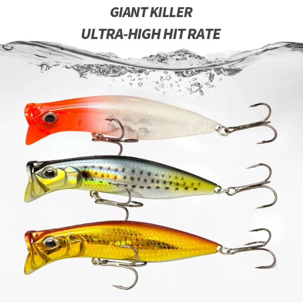 1 Uds. Señuelo de Pesca Popper Wobblers ojos 3D 8cm 12,6g Topwater Iscas duras cebo de plástico Artificial Crankbait Pesca de carpa - imagen 2