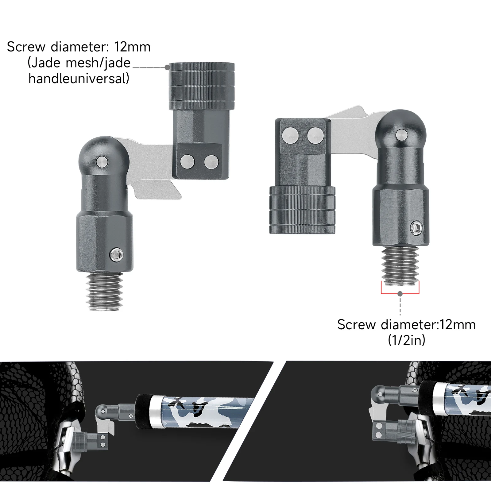 SANLIKE-red de pesca plegable con mango telescópico, juego de red de pesca con adaptador, pelusa recubierta de goma, herramientas de pesca de liberación de captura - imagen 5