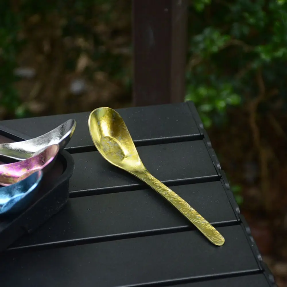Vajilla portátil para acampar al aire libre, cuchara de titanio agitadora de cristal con flores de lujo, práctica y ambiental - imagen 2