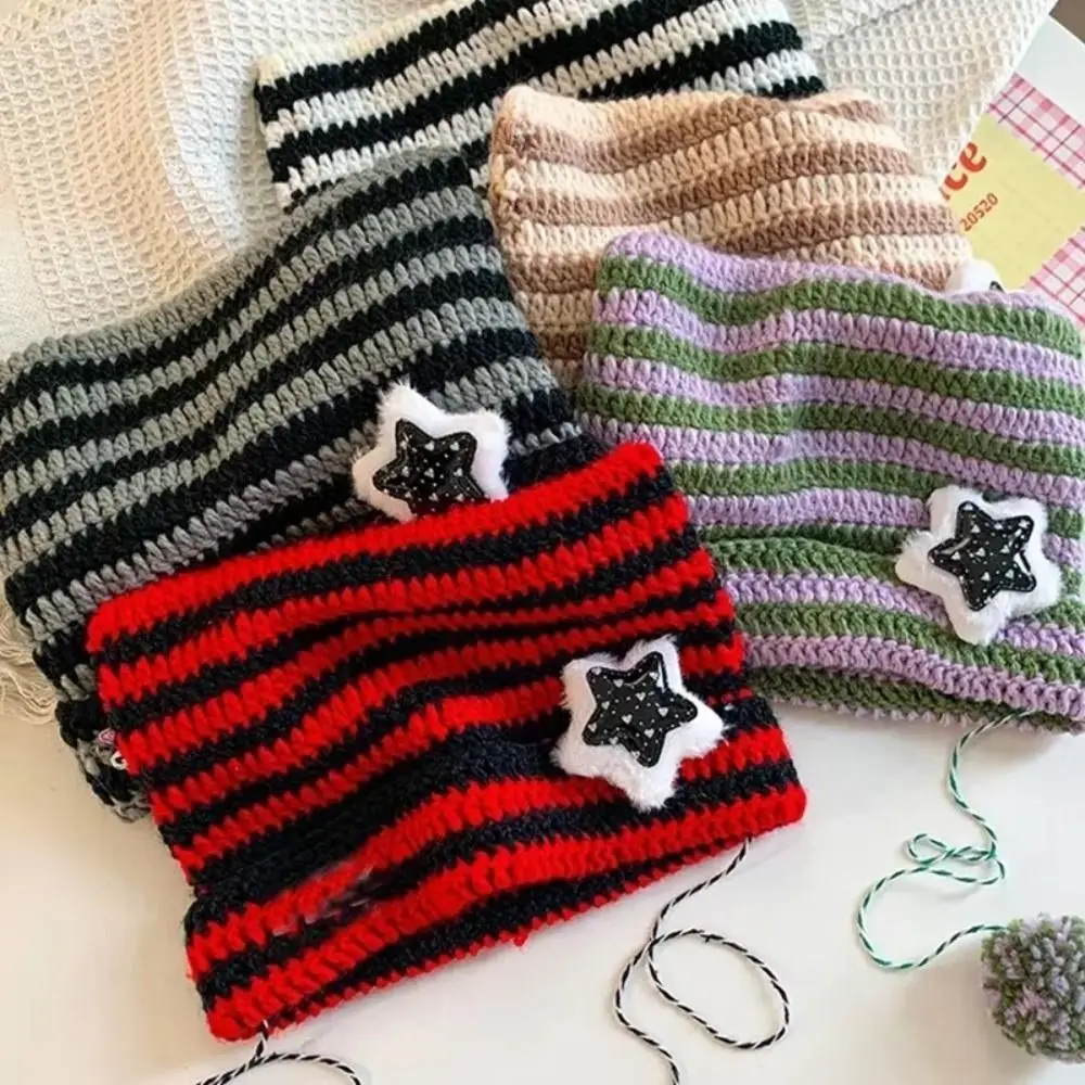 Gorro Y2K con orejas de diablo para mujer, gorro de lana tejido a rayas, estilo Hip-hop, con orejas de gato, jersey puntiagudo, Otoño e Invierno - imagen 3