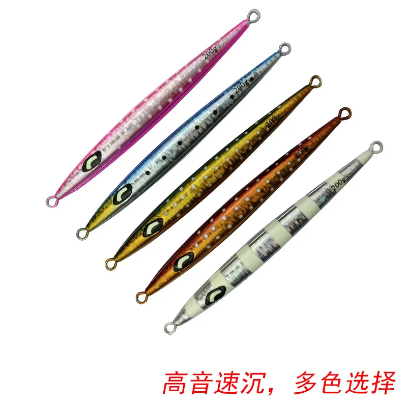 Plantilla de Metal pesado para pesca en agua salada, señuelo de pesca de Metal de fundición larga, brillante, plateado y rojo, 100g, 1 piezas - imagen 4