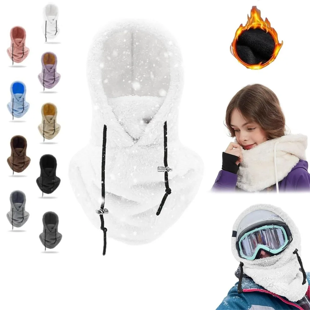 Gorro de esquí con capucha de Sherpa de terciopelo ártico, gorro ajustable 3 en 1, bufanda a prueba de viento, gorros enmascarados para esquí, capucha cálida para hombres y mujeres - imagen 3