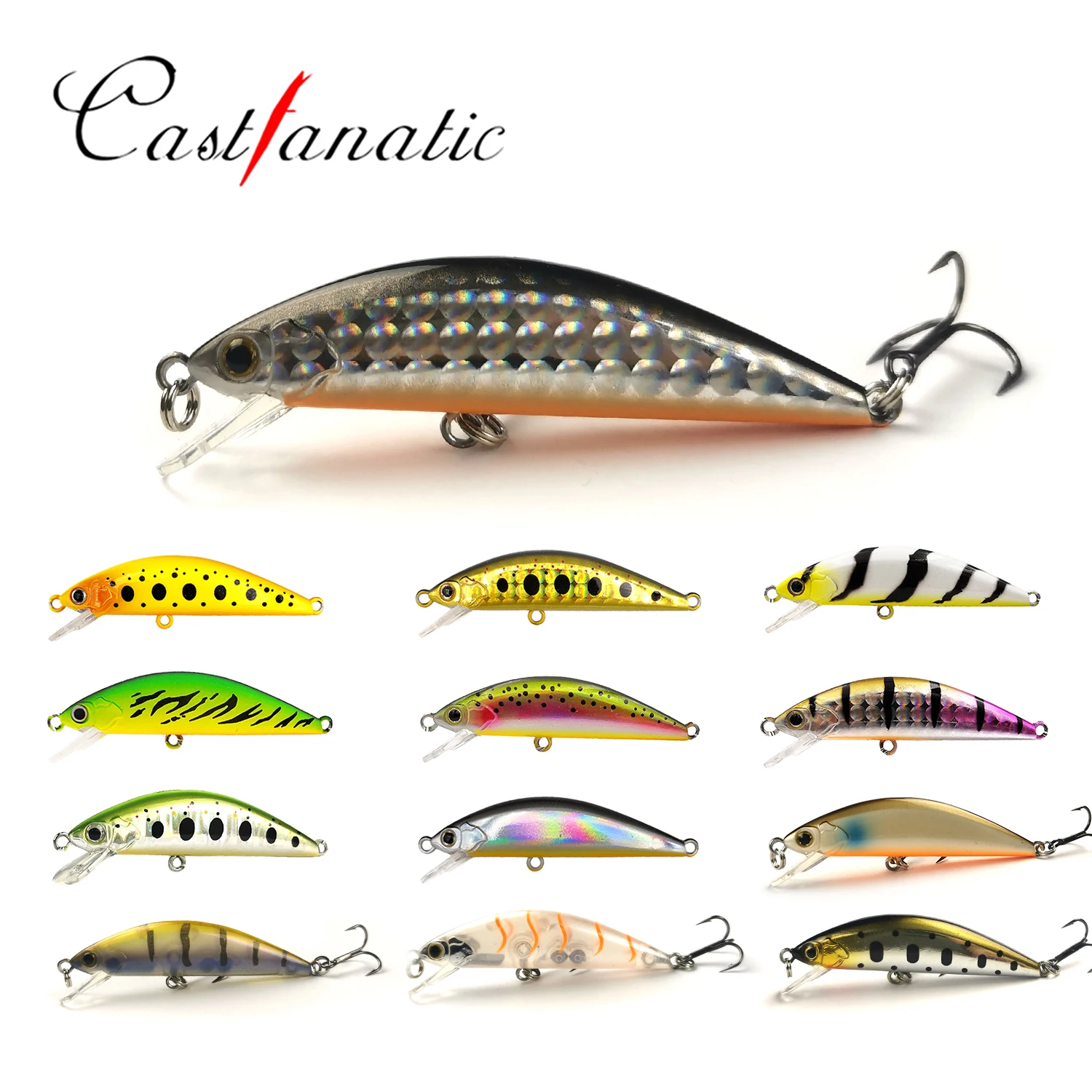 Castfanatic 4,5g señuelos de pececillo que se hunden Sweet55 Crankbait Shad Jerkbait Wobblers corriente trucha Wobblers cebos de Pesca - imagen 2
