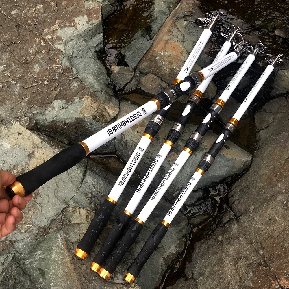 GHOTDA-caña de pescar de mar giratoria, nuevo diseño, blanca, FRP + cañas de pescar telescópicas de fibra de carbono 2,1 M 2,4 M 2,7 M 3,0 M - imagen 5