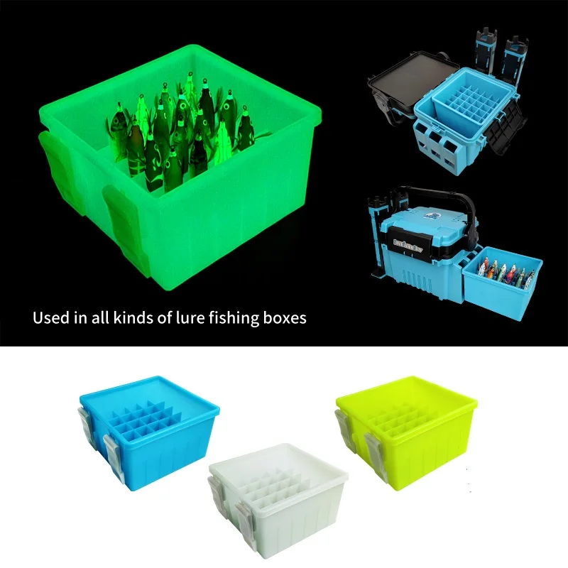 Caja de aparejos de pesca de mar luminosa de plástico, caja de almacenamiento de señuelos duros, organizador de pulpo, plantilla de calamar, contenedor de cebo, 36 rejillas - imagen 3