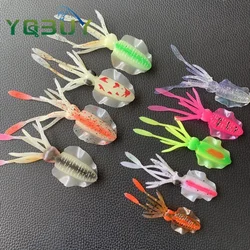 Señuelos de pulpo de plástico suave para pesca, cebo con falda de calamar que brilla en la oscuridad, cebo de pesca luminoso para curricán