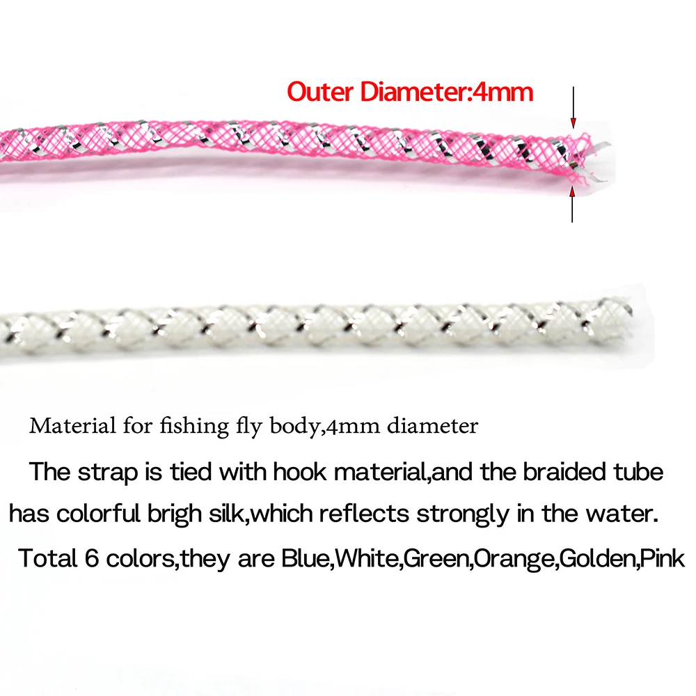 MNFT 4mm 2 metros oropel holográfico DIY patrón de peces atado de moscas cordón redondo hueco cuerpo de pez Material de pececillo - imagen 4