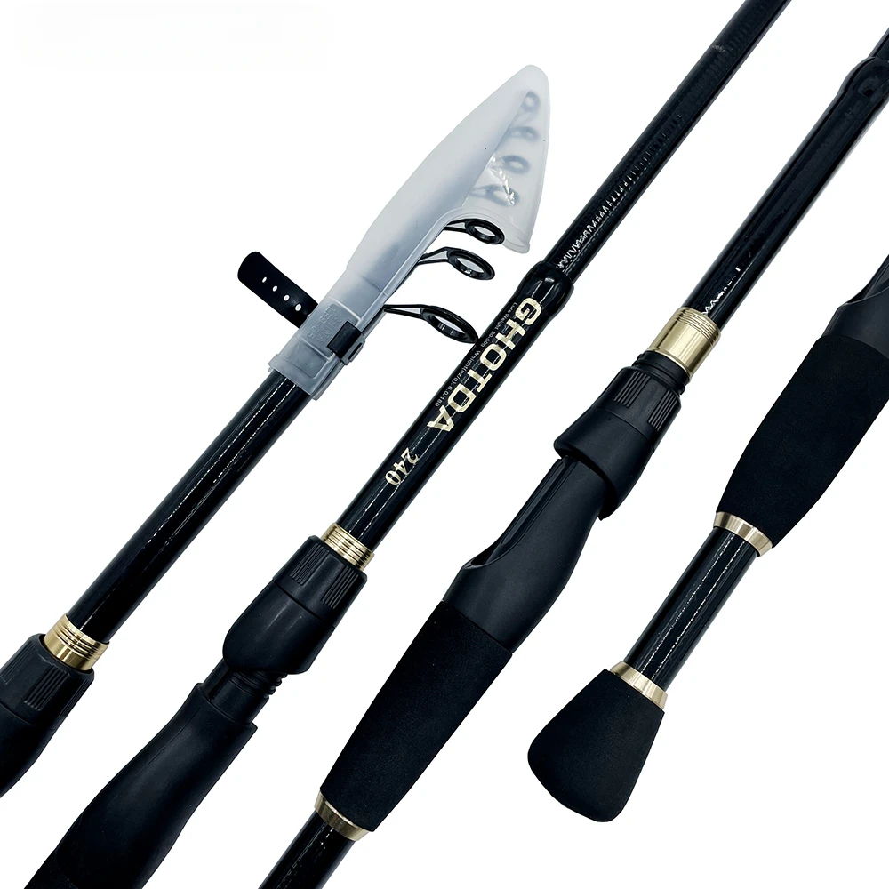 Caña de pescar telescópica portátil, accesorio ultraligero de carbono, con mango de fundición, para múltiples zonas acuáticas, 1,6-2,4 m - imagen 2