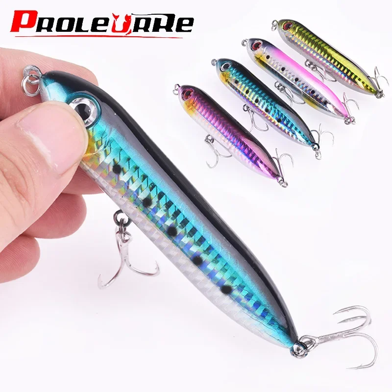 Señuelo de pesca con lápiz Topwater, 9cm, 12g, Wobblers de curricán, cebo Artificial de plástico con ganchos para lubina, bagre, aparejos de pesca, 1 ud. - imagen 3