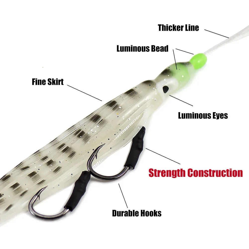 Countbass 24 Uds anzuelos de asistencia con faldas de calamar, ayuda de plantilla Inchiku para tamaño grande, anzuelo de asistencia para Señuelos de Pesca de Jigging de pargo - imagen 3