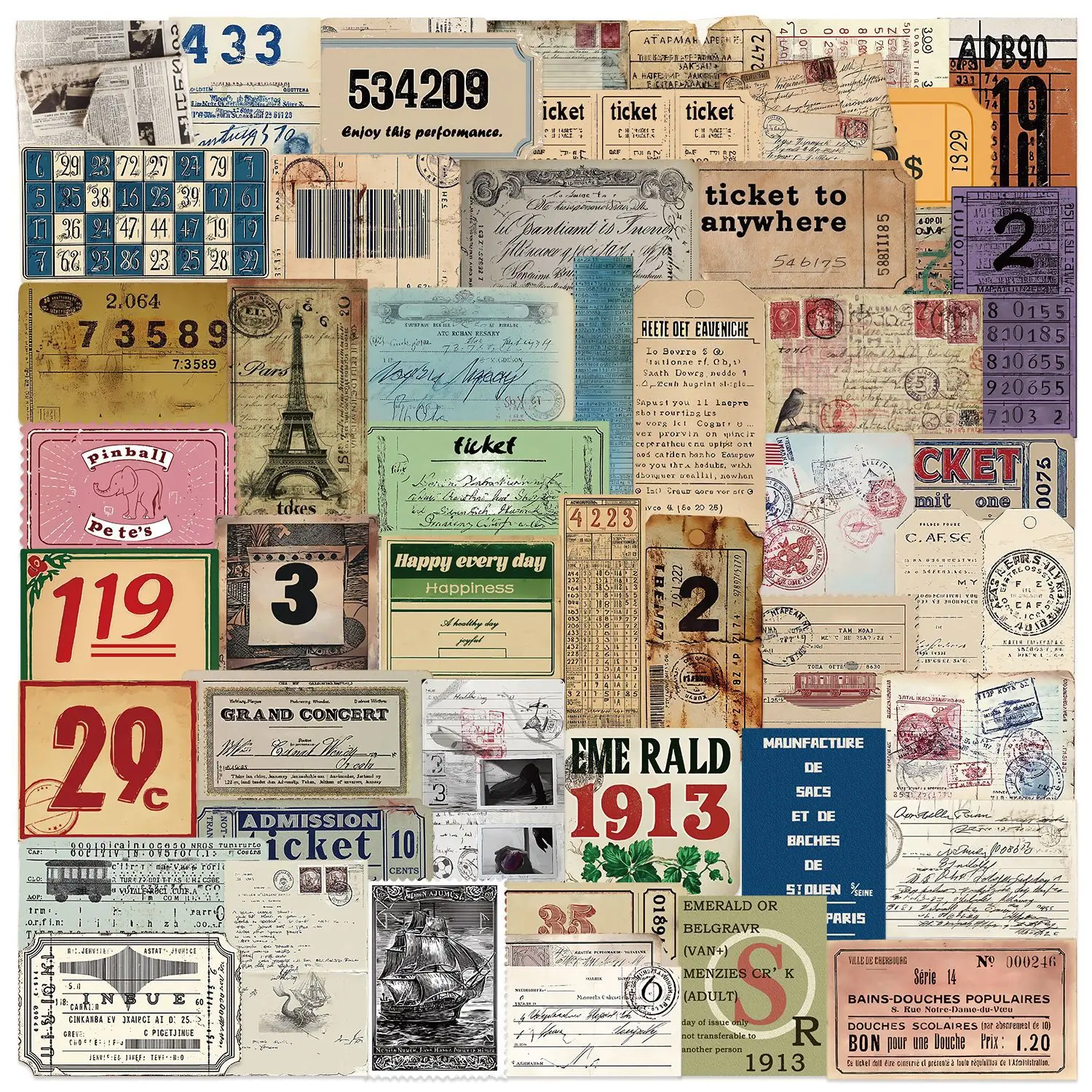 50 Uds etiqueta Retro pegatinas de grafiti DIY teléfono guitarra portátil maleta botella de agua pegatina impermeable calcomanías Juguetes - imagen 2