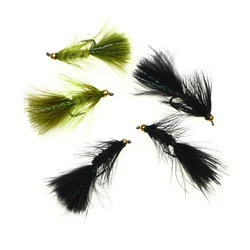 Cerio Woolly Bugger oliva – Bead head con flash para trucha