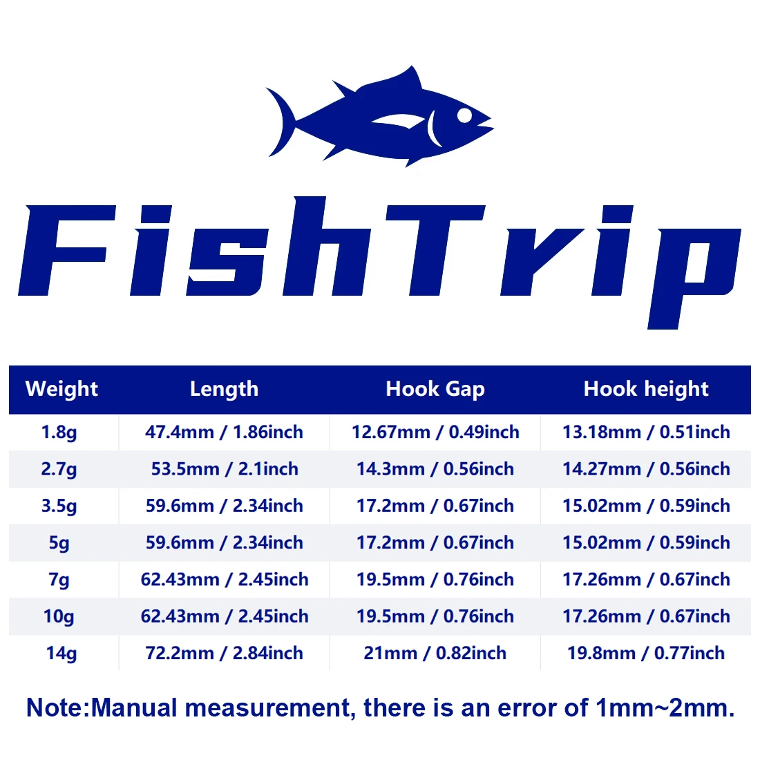FishTrip 10 Uds anzuelo de pesca con cabeza de anzuelo 1,8g ~ 14g sin hierba bajo para pescar agua salada agua dulce - imagen 3