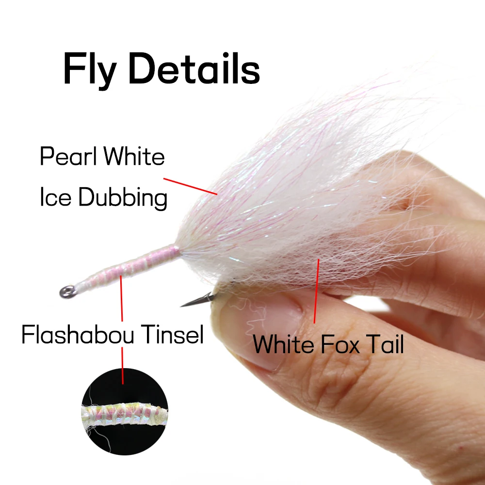 Elllv-señuelo de pesca Artificial para piscardo, cebo de pesca con mosca de salmón, trucha, lubina, blanco, Streamer, #2, #4, #6, #8, #10, 8 piezas - imagen 3