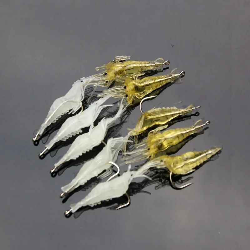 20 piezas Isca Artificial suave camarón señuelo gusano para cebo de pesca 1,3g/4cm gancho afilado Crankbait señuelos silicona Shone cebo de gambas - imagen 5