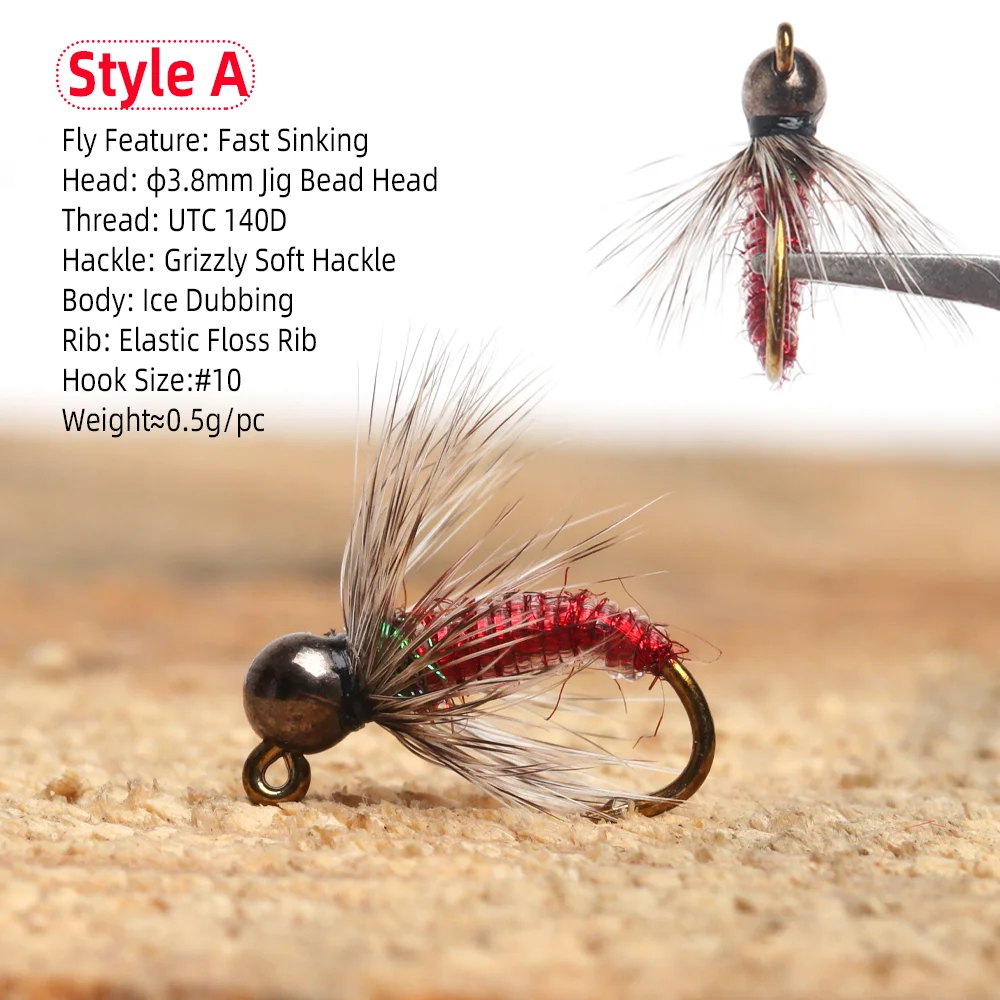 Wifreo Jig Head con pluma Grizzly para ninfa de pesca - imagen 3