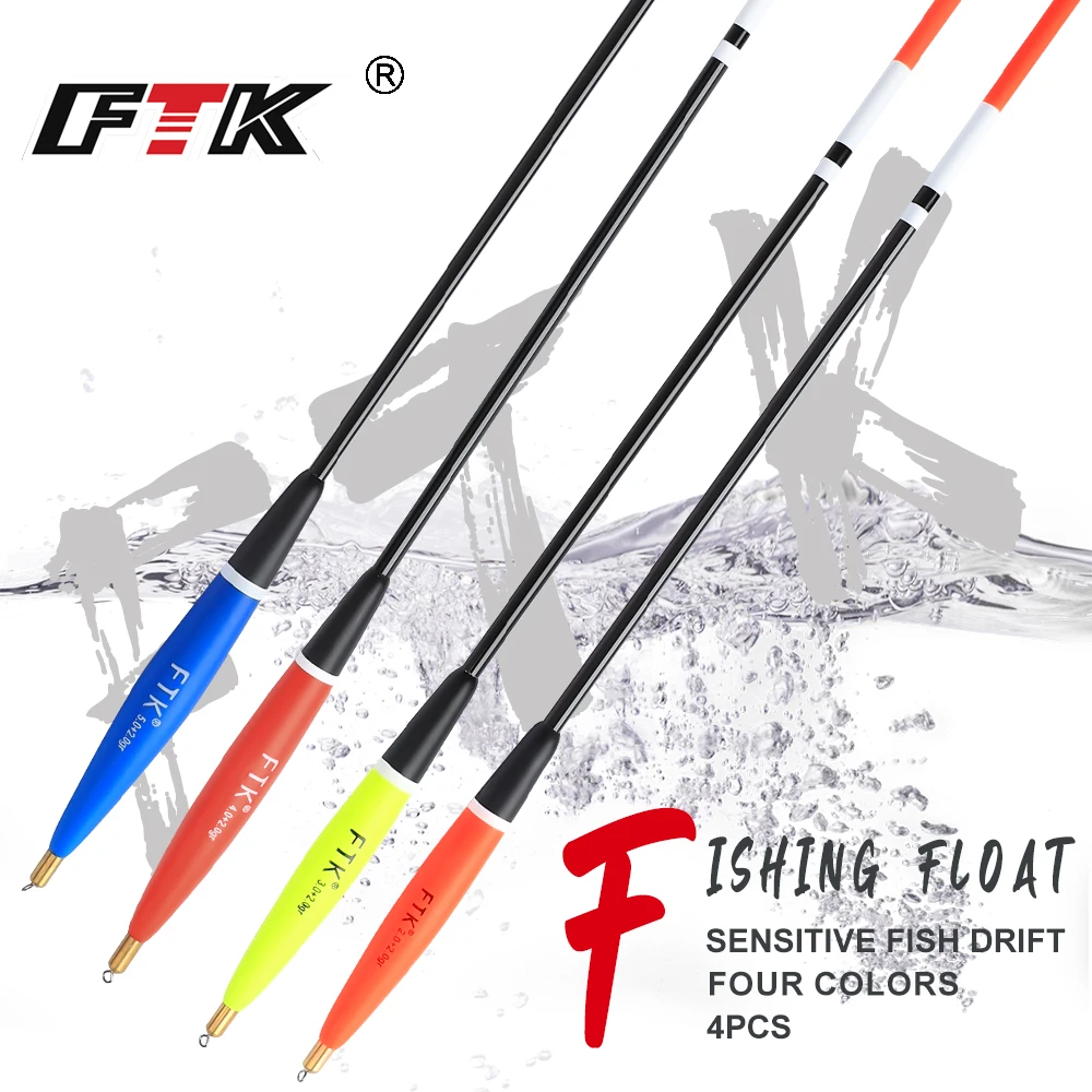 FTK-flotador de pesca Bobber de abeto, 4 unidades por lote, longitud 2 + 2g/3 + 2g/4 + 2g/5 + 2g, boya de roca oceánica de cobre para aparejos de pesca de carpa - imagen 2