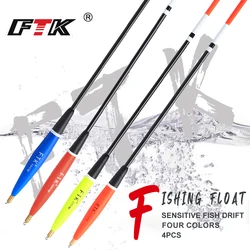 FTK-flotador de pesca Bobber de abeto, 4 unidades por lote, longitud 2 + 2g/3 + 2g/4 + 2g/5 + 2g, boya de roca oceánica de cobre para aparejos de pesca de carpa