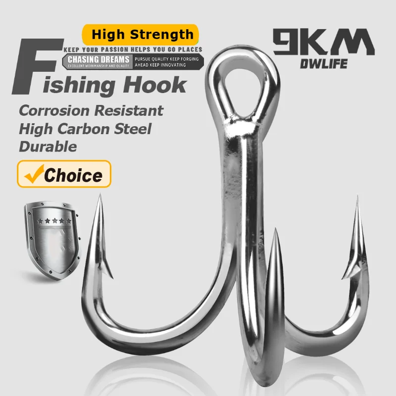 4X anzuelos triples de pesca, 10 Uds., anzuelos triples fuertes y redondos, Crankbaits Spinners, anzuelos de pesca de repuesto, pesca en agua dulce