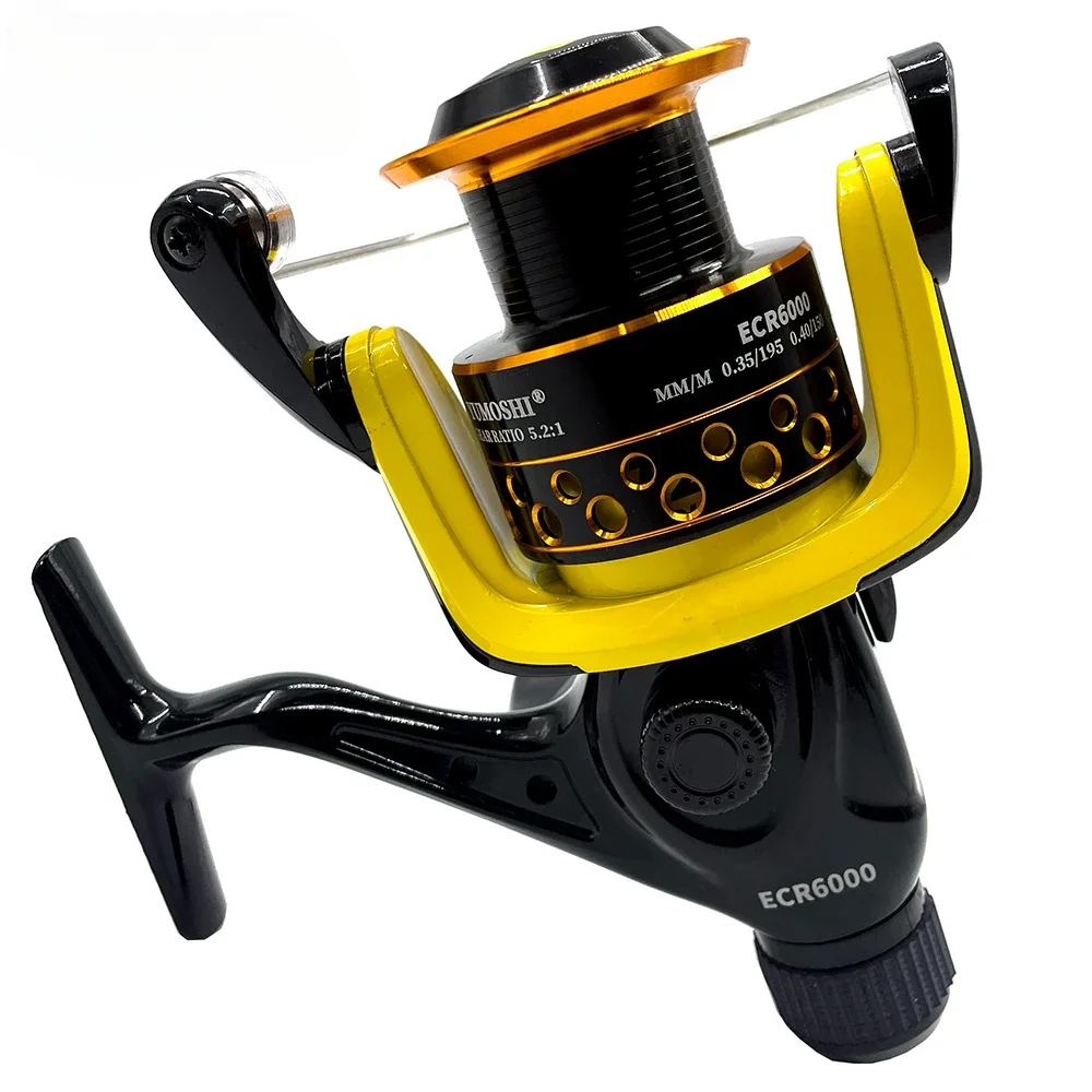 Carrete giratorio de doble freno para Pesca, herramienta de Pesca superfuerte para carpa, mar, fundición, Serie 2000-7000 - imagen 4