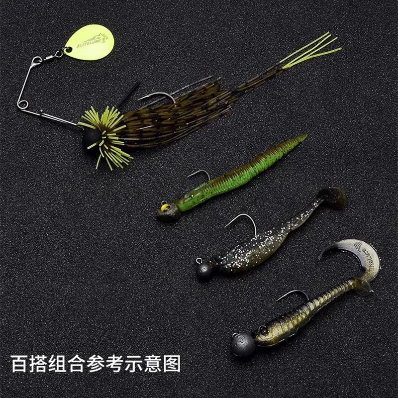 EliteLure Mustang-Cebo duro de lentejuelas, cebo duro compuesto versátil, pesca salvaje de Pit negro para señuelo de lubina con moño rizado, cebo falso - imagen 3