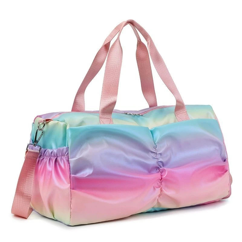 Bolsa de gimnasio colorida para mujer, bolsos de viaje, Fitness, deportes, zapatos de Yoga, bolso de hombro impermeable, bolsillo húmedo seco - imagen 3