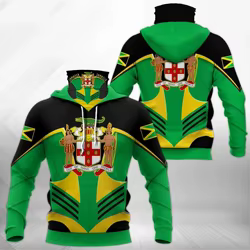 Sudadera 3D Jamaica hombre con capucha – Estampado escudo y bandera