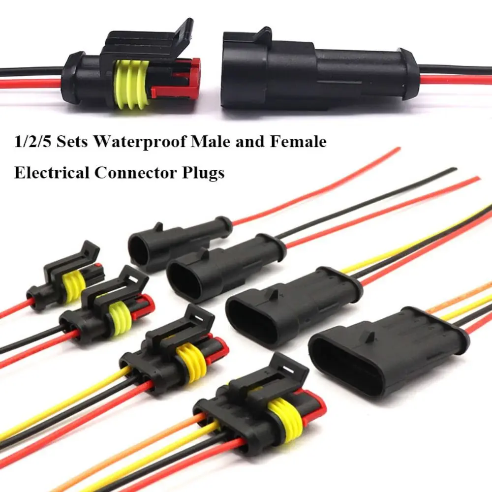 Juego de conectores eléctricos impermeables, enchufes macho y hembra, 7 estilos con cable, 1/2/3/4/2/5 Pines, 1/5/6 juegos