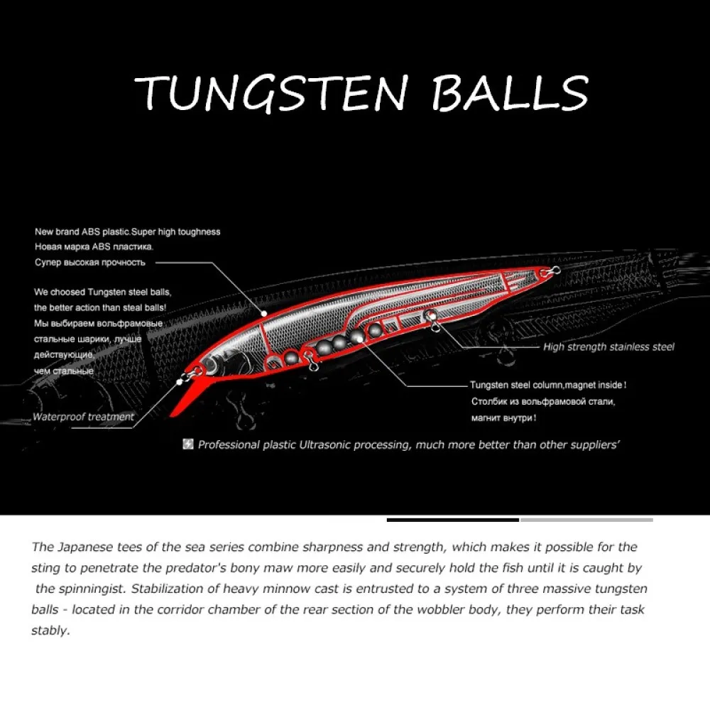 160mm 30g minnow wobbler sistema de peso de tungsteno wobblers kanata 160 pececillos jerkbaits flotante Minnow magabass kanata - imagen 3