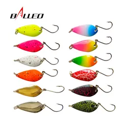 Balleo-mini señuelo giratorio con un solo anzuelo para trucha, cuchara de metal colorida, Lucio y lubina, juego de 12 piezas, 1,5G/2,5G/3,5G